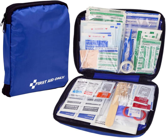 First Aid Only 299 Piece All-Purpose Emergency First Aid Kit for Home, Office, Car, Apartment, Dorm, and Camping, Travel-Friendly Compact Pouch Fits in Backpacks, Suitcases, Cabinets, and Drawers