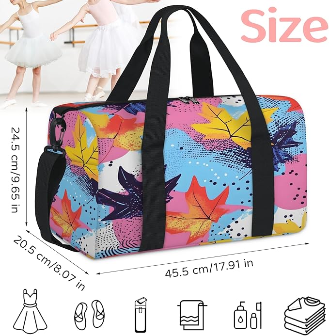 Maple Leafc Print Travel Duffle Bag for Women Men, Overnight Weekender Bag, Carry on Tote for Sport Gym