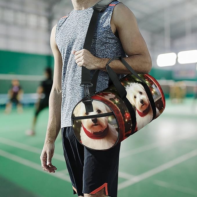 Sports Gym Bag for Women Men Travel Duffel Bag Tote Weekender Bag Christmas Dog Carry on Overnight Bag for Travel Swimming Fitness Workout Sports Duffle Bag