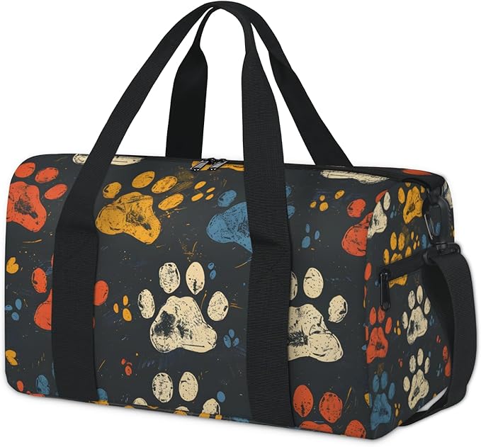 Dog Paw Prints Overnight Travel Bag Unisex Carry-On Size Tote Bag Suitable for Travel Duffle Gym Sports