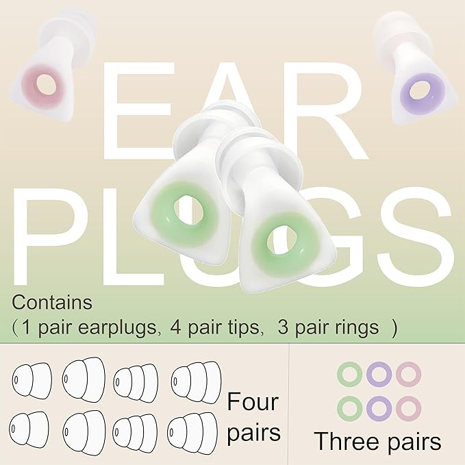 Elate Fashionable Customizable Silicone Ear Plugs with 3 Interchangeable Color Rings - Stylish Hearing Protection for Sleep, Study, Travel, Autism, ADHD, Concerts & Swimming - White