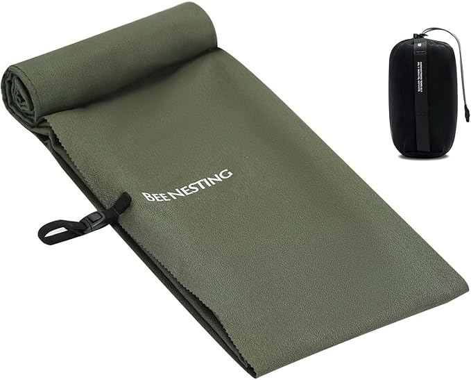 Bee Nesting Ultralight Quick Dry Towels for Backpacking, Microfiber Towel Tavel Accessories for Hiking, Beach, Gym, Swimming, Pocket Sweat Towels(2XL Olive Drab