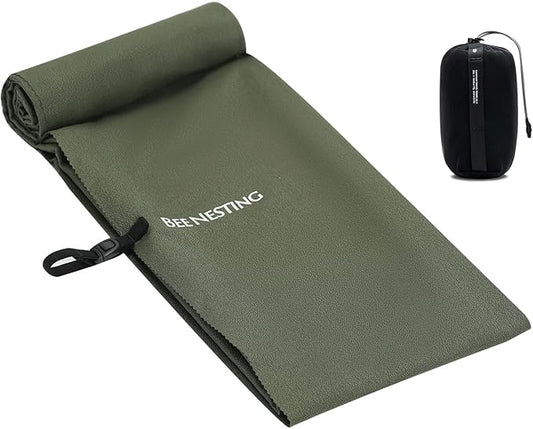 Bee Nesting Ultralight Quick Dry Towels for Backpacking, Microfiber Towel Tavel Accessories for Hiking, Beach, Gym, Swimming, Pocket Sweat Towels(2XL Olive Drab