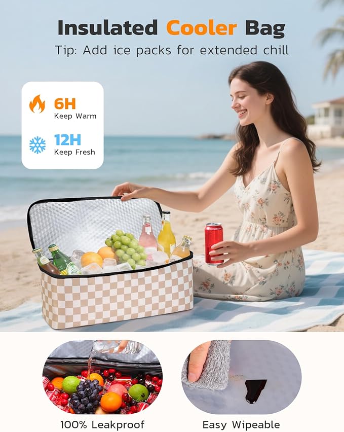 Beach Bag with Cooler, Extra Large Insulated Beach Tote for Women, Waterproof Sandproof Pool Picnic Travel Bag