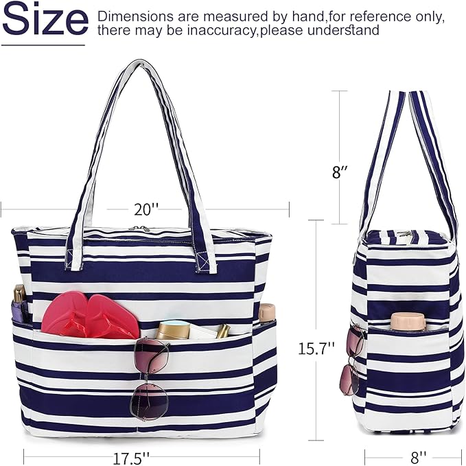 LEDAOU Beach Bag Waterproof Sandproof Women Beach Tote Pool Bag with Zipper for Swim Gym Grocery Travel with Wet Pocket | Sandproof, with Zipper, for Gym, Grocery, Travel, with Wet Pocket