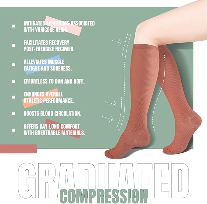 bropite Compression Socks for Women & Men 8 Pairs Circulation-Compression Socks 20-30 mmhg-Best for Running,Nurse,Travel,Yoga