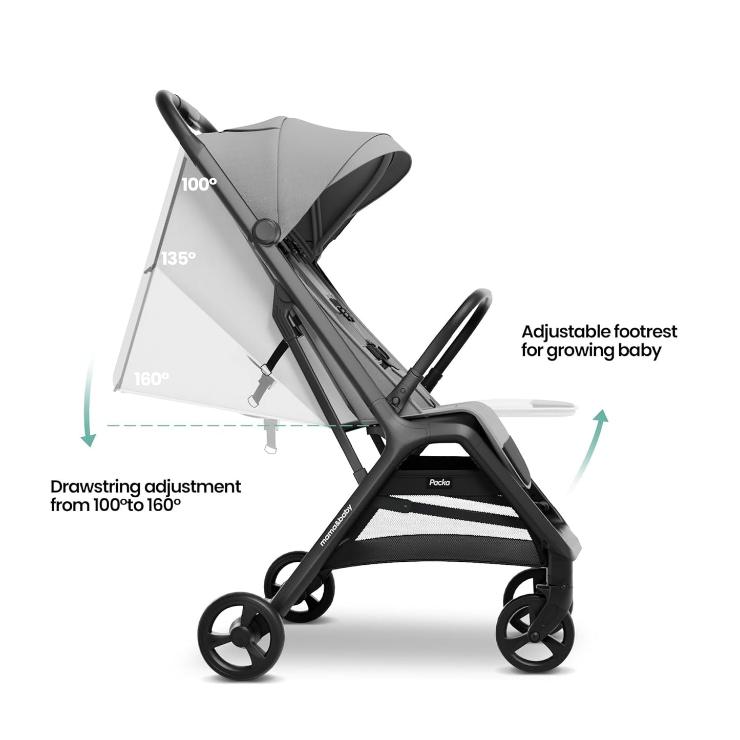 MAMA & BABY Packa Compact Travel Stroller – Lightweight, One-Hand Auto Folding, Portable & Lie-Flat Baby Stroller, Newborns and Toddlers Stroller with UPF 50+ Canopy & Mesh Ventilation