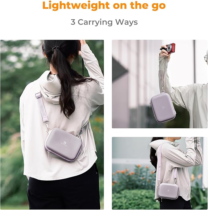 K&F CONCEPT Digital Small Camera Case, Compact Waterproof Small Camera Bag, Lightweight Camera Sling Bag for CCD/Sony DSCW800/DSCW830/Canon PowerShot - Purple