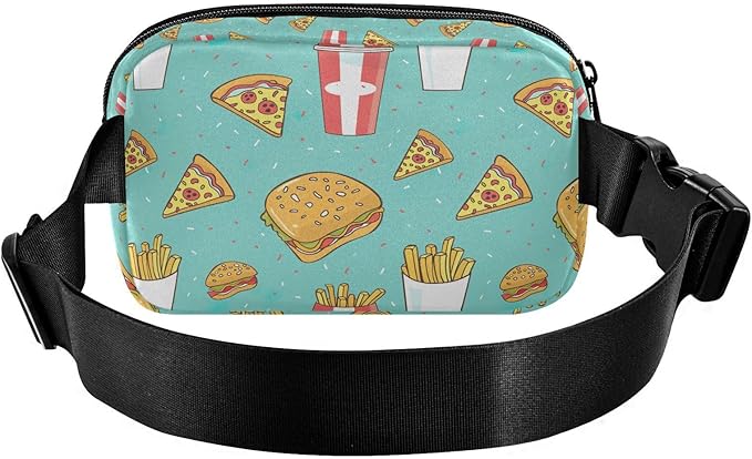 Funny Hamburger French Fries Fanny Pack for Women Men Water Resistant Fashion Waist Packs with Adjustable Strap Belt Bag for Travel Workout Jogging Hiking 21220317