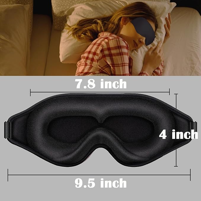Black Sleep Mask for Men Eyelash Extension, Eye Mask for Lash Extensions No Pressure 3D Sleep Mask, Women Sleep Protector Eye Shade Cover for Travel Yoga Nap