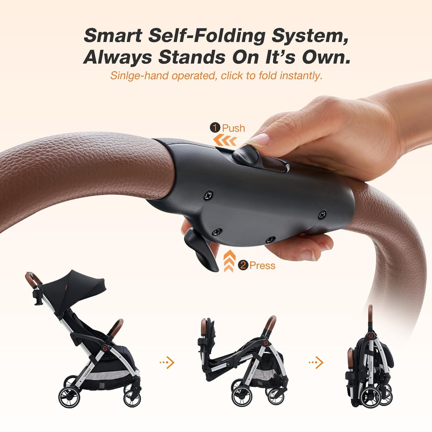 Lightweight Travel Stroller for Baby, Self-Folding Toddler Stroller with Large Canopy, Full-Reclining Seat, Cup Holder Included - Newborn to 50lbs.