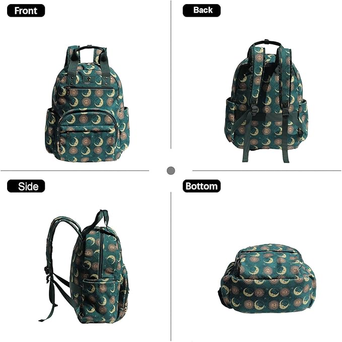 Diaper Bag Backpack, Large Capacity Multifunction Baby Essentials Fashion Travel Pack Linen Canvas office Laptop Bag (Corduroy Dark Green Moon)
