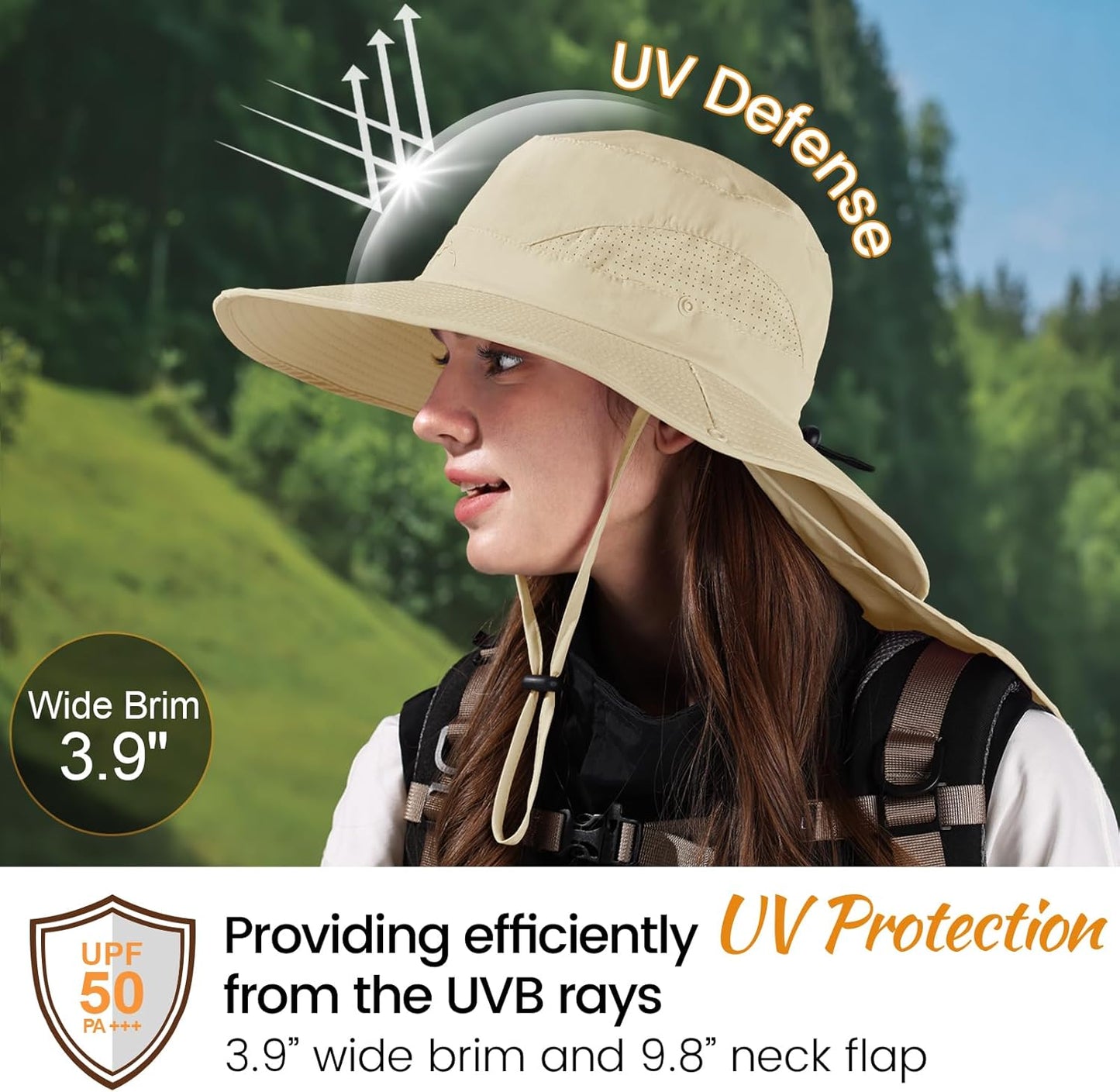 ZOORON Sun Hat for Men Women Fishing Hat with Neck Flap Wide Brim Bucket Hat UV Protection for Beach Camping Hiking