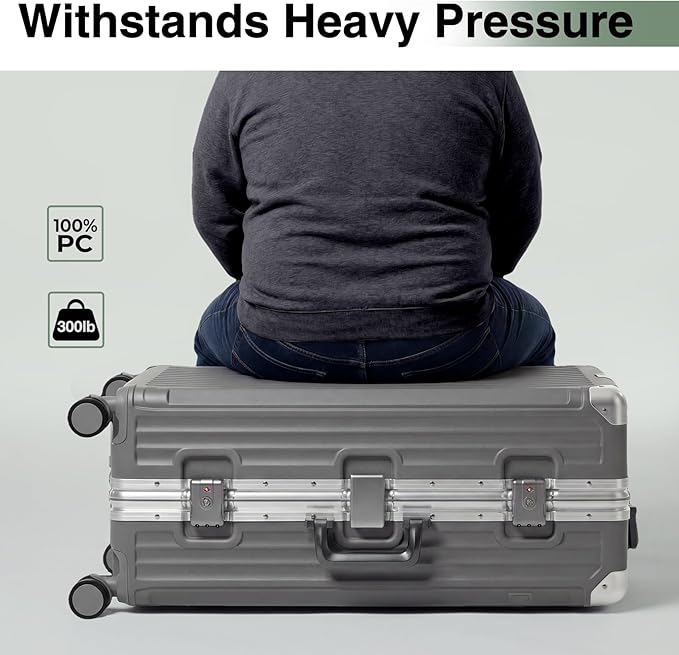 Krute No Zipper Carry On Luggage 20 Inch Suitcase with Wheels PC Aluminum Frame Zipperless Luggages with Cup Holder and Charger Hard Side TSA Approved Travel Suitcases