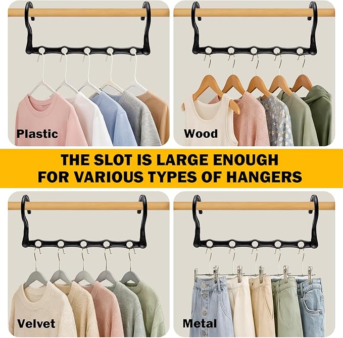 Closet Organizers and Storage, 8 Pack Stronger Space Saving Hangers for 40 Clothes, College Dorm Room Essentials for Guys Girls, Clothes Hanger with 5 Holes, Closet Storage, Magic Home Organization