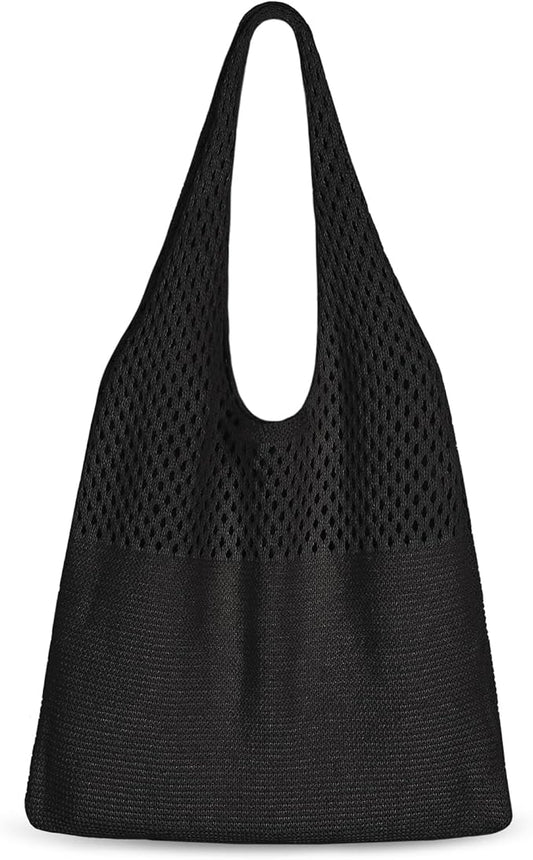 Sightor Crochet Tote Bag, Mesh Beach Bag Knit Summer Hobo Bag Vacation Boho Tote Bag for Women