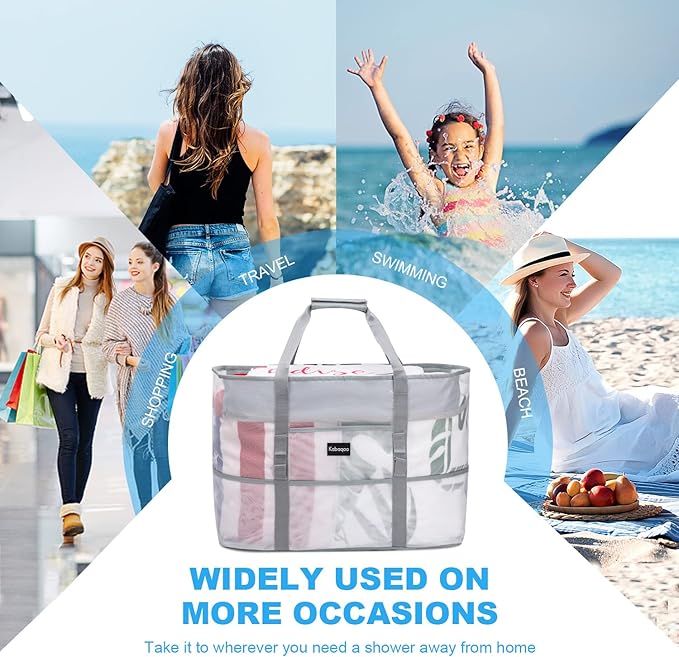 KABAQOO Mesh Beach Bag, Extra Large Beach Bags with 9 Pockets & Zipper Waterproof Lightweight Beach Tote for Beach/Pool Trip | Extra Large, 9 Pockets, Zipper, Waterproof, Lightweight, Beach/Pool Trip