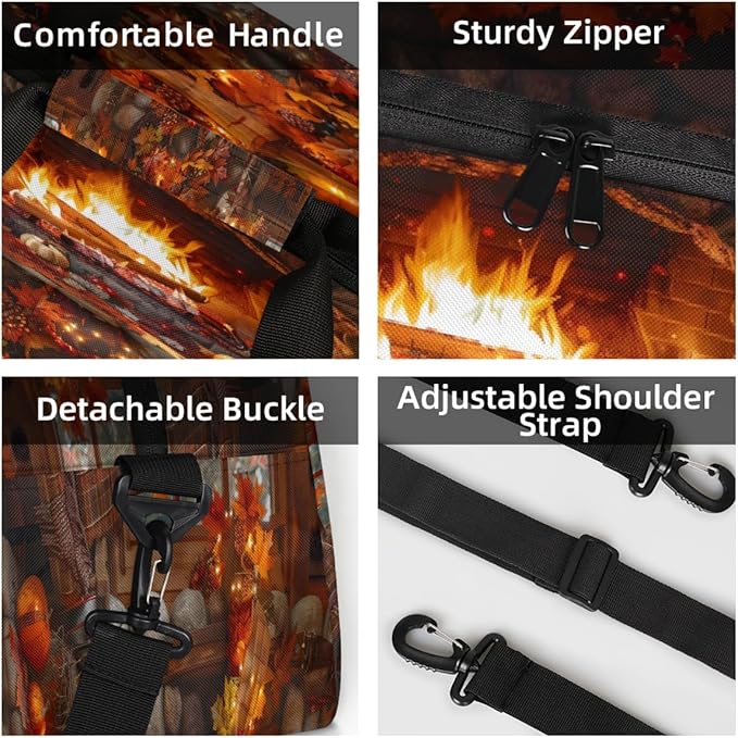 Travel Duffle Bag for travel duffle bag sports Girls Boys Kids Autumn Fall Fireplaces Lightweight Overnight Sleepover Weekender Bags Small Dance Gym Sport Bag Teens Carry-On Size Workout Bag