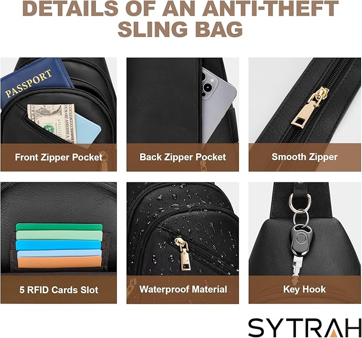 Anti Theft Sling Bag for Women, RFID Crossbody Purses Convertible Sling Backpack, Cross Body Purse Chest Bag