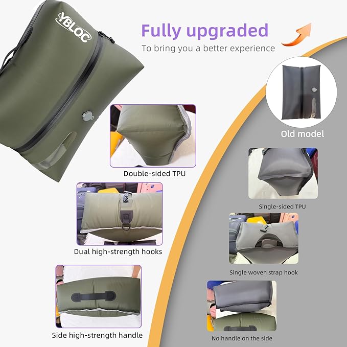 YBLOC Reusable Vacuum Travel Bags with Pump - 2-Pack 24L Space Saver Compression Bags, IP67 Waterproof & Durable TPU Vacuum Bags for Luggage, Carry-On & Travel Adventures(2 PC/24L+Pump)