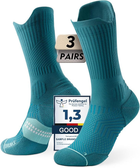 Compression Running Socks, Bamboo Viscose Coolmax Moisture-Wicking Anti-Blister Athletic Hiking Workout Gym Padded