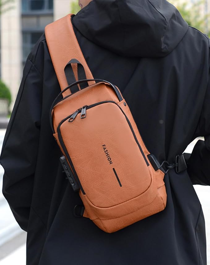 Sling Bag for Men Anti-Theft USB Crossbody Backpack Waterproof Chest Daypack | Anti-Theft, USB, Waterproof