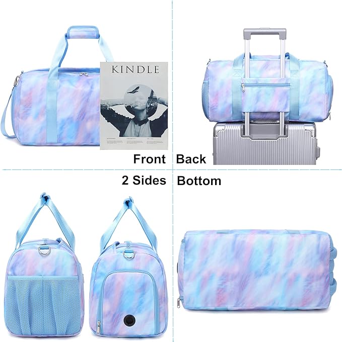 Dance Bag for Girls Teen Duffle Gymnastics Overnight Travel Sports Gym Ballet Weekender Sleepover Carry On Bags with Shoe Compartments Water Resistant