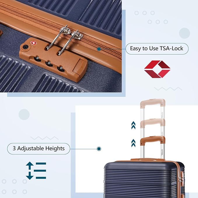 Hoteel Luggage Sets 3 Piece with Spinner Wheels TSA Lock (4-YEAR WARRANTY), Durable Suitcase Lightweight Travel Hardshell PC+ABS Large Carry on Luggage for Men&Women, Royal Blue (20/24/28in)