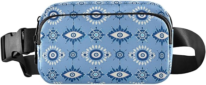 Ethnic Evil Eyes Fanny Pack for Women Men Water Resistant Fashion Waist Packs with Adjustable Strap Belt Bag for Travel Workout Jogging Hiking 21220499