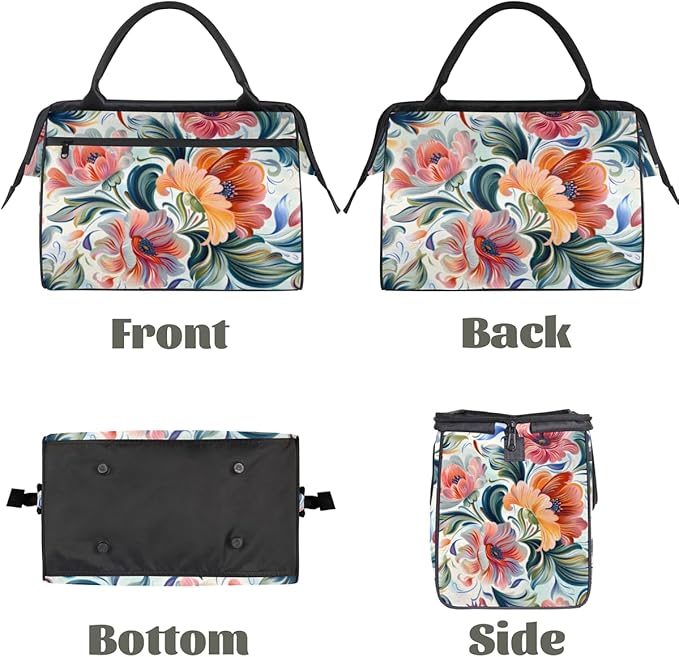 Abstract Colorful Flowers Overnight Weekender Bag for Women Men Travel Duffel Bags Waterproof Luggage Carry on Sports Yoga Gym Bag