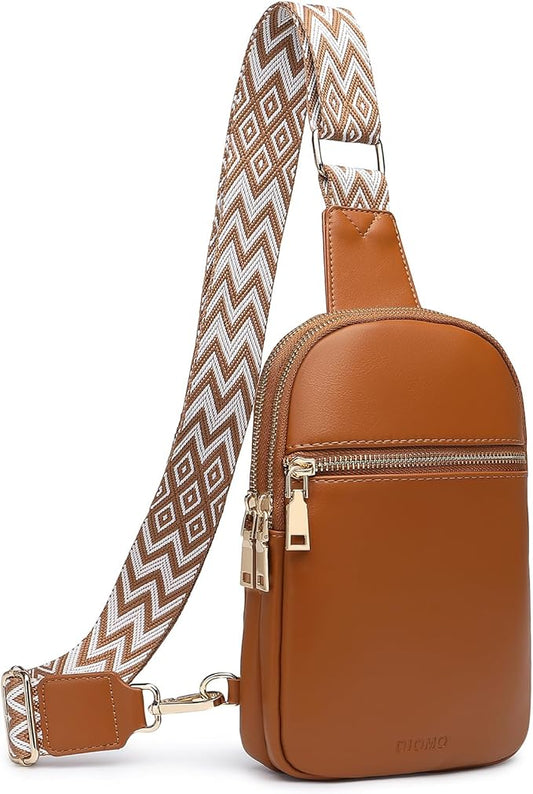 DIOMO Anti Theft Small Sling Bag for Women Cross Body Bag Trendy, RFID Fanny Packs Vegan Leather for Women Travel Belt Purse