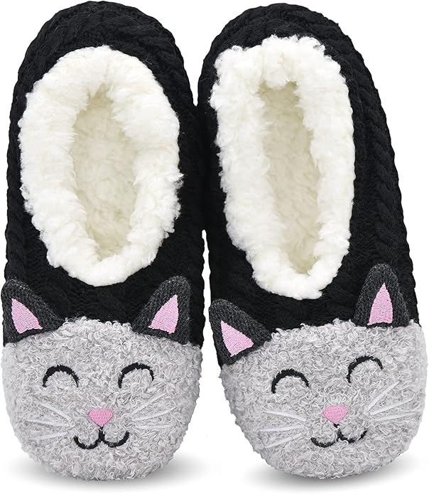 DICUIRD Womens Cute Animal Soft Sole Slipper Socks with Grippers-Fuzzy House Slippers