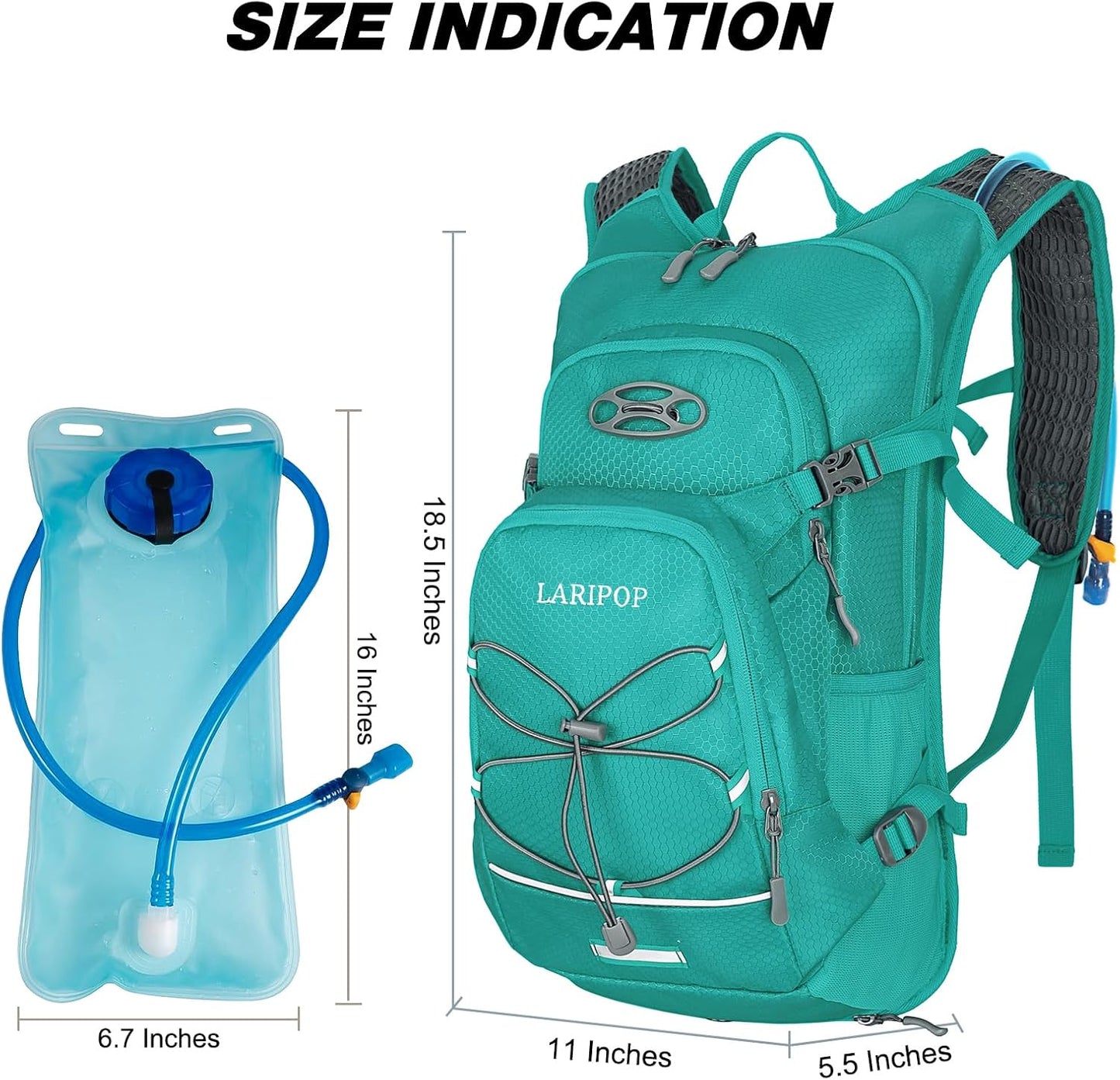 LARIPOP Hydration Backpack, 18L Hiking Backpack with 2L Water Bladder, Lightweight Water Pack for Cycling, Hiking, Biking