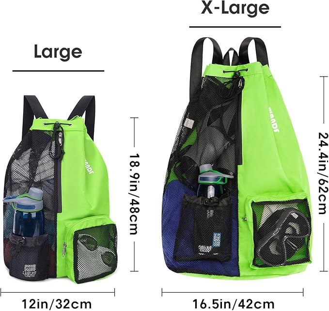 WANDF Swim Bag Mesh Drawstring Backpack with Wet Pocket for Swimming, Gym, and Workout Gear