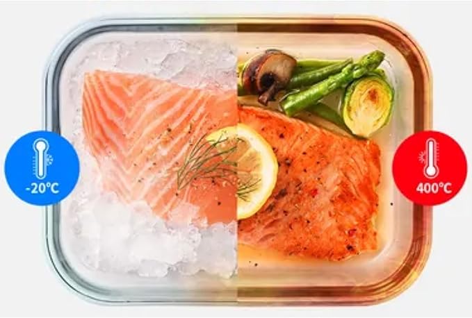 LocknLock LNG445S3W The Clear Borosilicate Glass Food Storage Containers with Lids, 6-Piece Set for Kitchen, Lunch, Meal Prep, Leftovers, Leakproof, Freezer, Microwave, and Dishwasher Safe, White