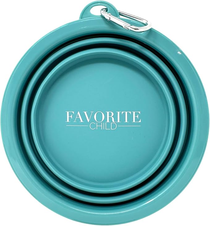 SparkDog Favorite Child Collapsible Dog Bowl, 1000ML (34oz) –XL Food-Grade Silicone Travel Bowl with Sturdy Rim – Extra Large Portable for Dogs & Cats – Great for Pet Lovers (Aqua)