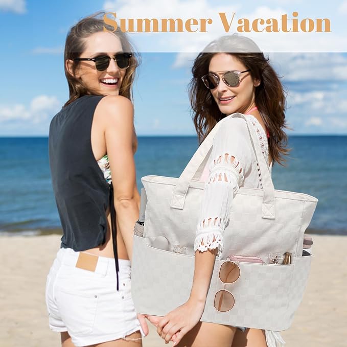 LEDAOU Beach Bag Waterproof Sandproof Women Beach Tote Pool Bag with Zipper for Swim Gym Grocery Travel with Wet Pocket | Sandproof, with Zipper, for Gym, Grocery, Travel, with Wet Pocket