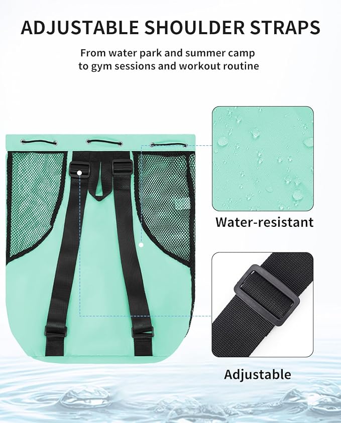 WANDF Swim Bag Mesh Drawstring Backpack with Wet Pocket for Swimming, Gym, and Workout Gear