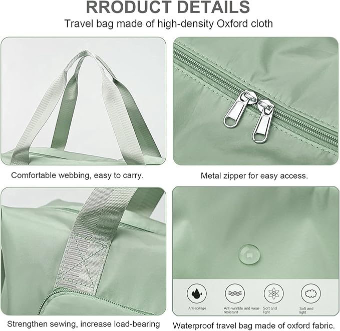 Large Capacity Travel Bag, Foldable Travel Bag, Expandable Travel Duffel Bag, Collapsible Waterproof Large Capacity Travel Handbag, Overnight Bag for Women and Man