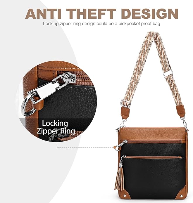 Anti Theft Crossbody Purses for Women RFID Blocking Crossbody Bags, Travel Shoulder Purse with Built-in Wallet