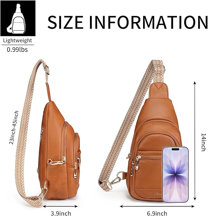Crossbody Purses Bags for Women Travel, Anti Theft RFID Blocking Sling Chest Bag, Small Vegan Leather Purse for Casual