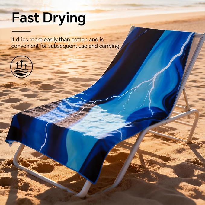 2-Pack Extra Large Microfiber Beach Towels 63×31 Inches Sand-Resistant Design Ultra-Fast Drying Lightweight Foldable Travel Towels Perfect for Pool, Swimming, Gym, Camping, Yoga