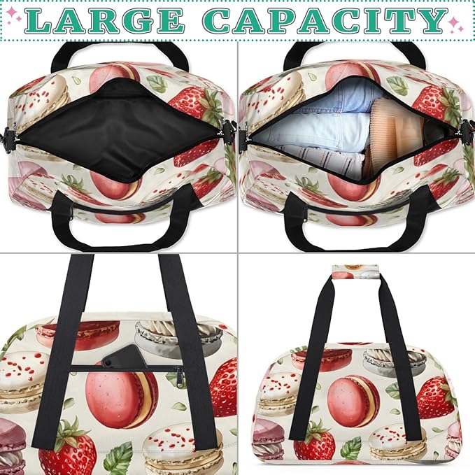 Strawberry Dessert Kids-Duffel-Bags Gymnastics Dance Bag Carry-On Overnight Travel Gym Lightweight Dance Sports Bags For Girls Boys Kids，