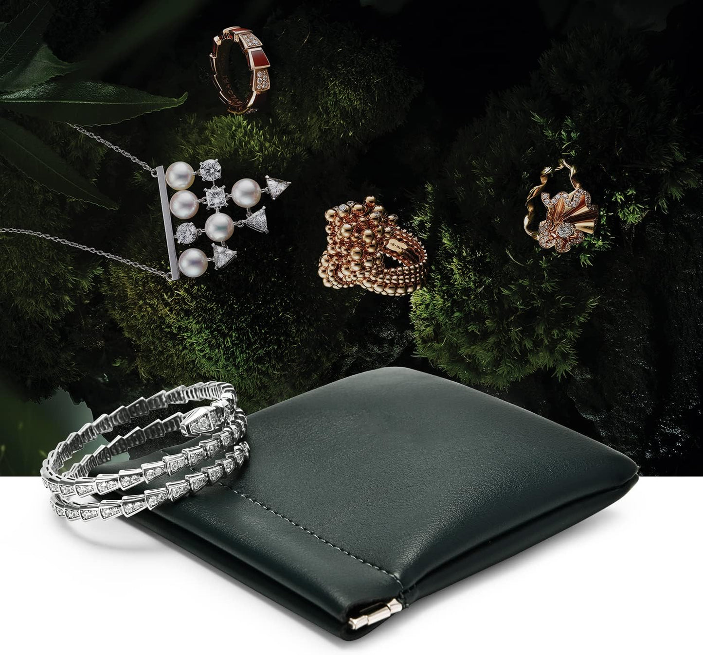 PU Leather Jewelry Travel Bag Leather Jewelry Pouch Christmas,Wedding Party Favor Gift Bag (L, Dark Green)