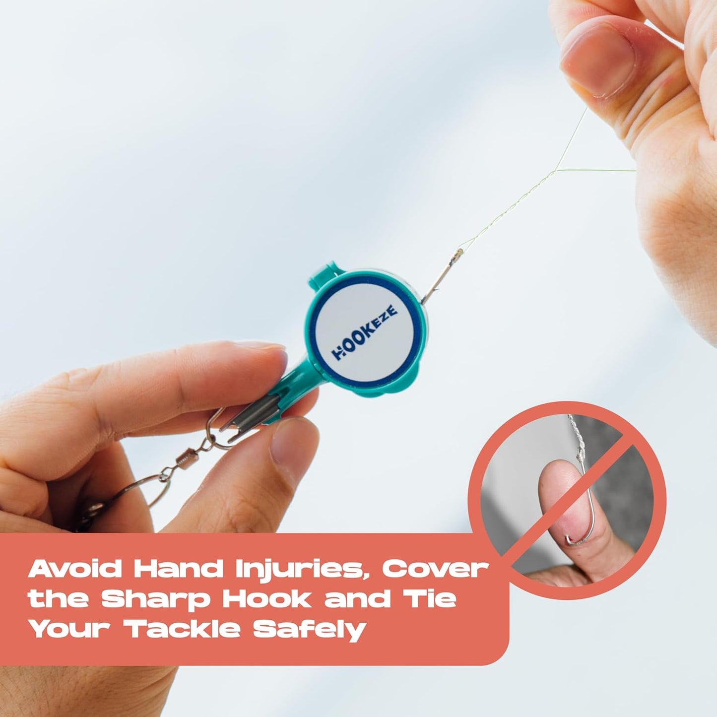HOOK-EZE Fishing Knot Tying Tool | Protect from Fish Hooks | Tie Fishing Knots Easily | Cool Gadgets for Fishermen | Ice Fly Fishing | Fishing Accessories for Beginner Anglers | Nail Knot Tool
