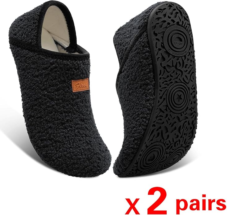 BARERUN Slippers Bulk for Women Men with Rubber Sole Soft-Lightweight House Slipper Socks Wide Barefoot Slippers Around House Shoes Non Slip Indoor/Outdoor