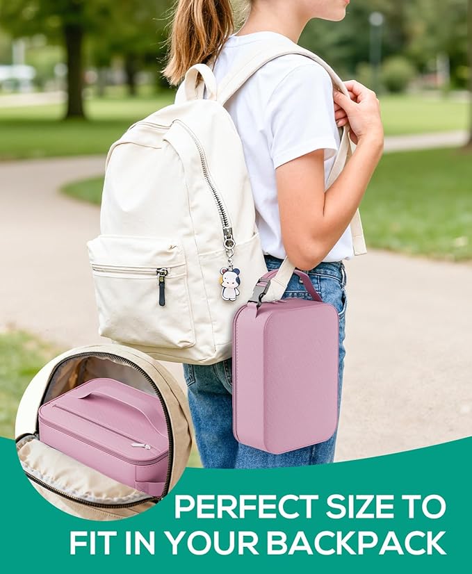 HowFly Small Lunch Bag - Insulated Lunch Box Bag for Women Men - Portable Thermal Reusable Meal Cooler Bags with Buckle Handle for Work School - Pink