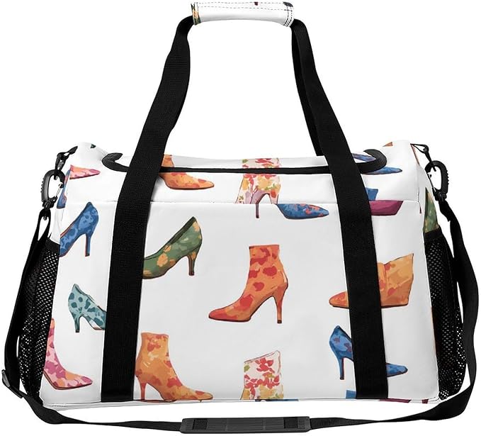 High Heels Boots Duffle Bag Gym Bag for Workout Travel Tote with Detachable Straps