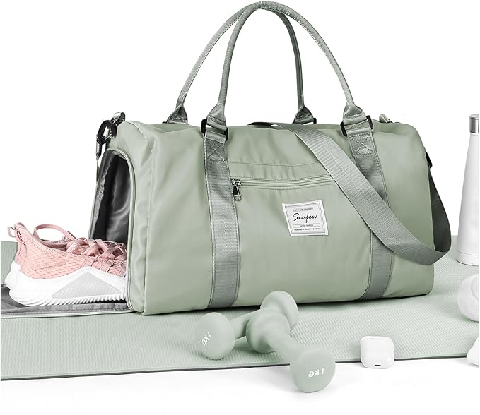 Gym Bag Womens Mens with Shoes Compartment and Wet Pocket Travel Duffel Bag for Women for Plane Sport Gym Tote Bags Swimming Yoga Waterproof Weekend Overnight Carry on Bag Hospital Holdalls