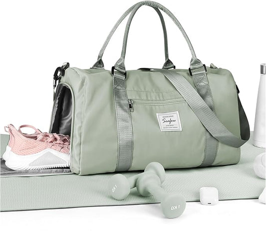 Gym Bag Womens Mens with Shoes Compartment and Wet Pocket Travel Duffel Bag for Women for Plane Sport Gym Tote Bags Swimming Yoga Waterproof Weekend Overnight Carry on Bag Hospital Holdalls